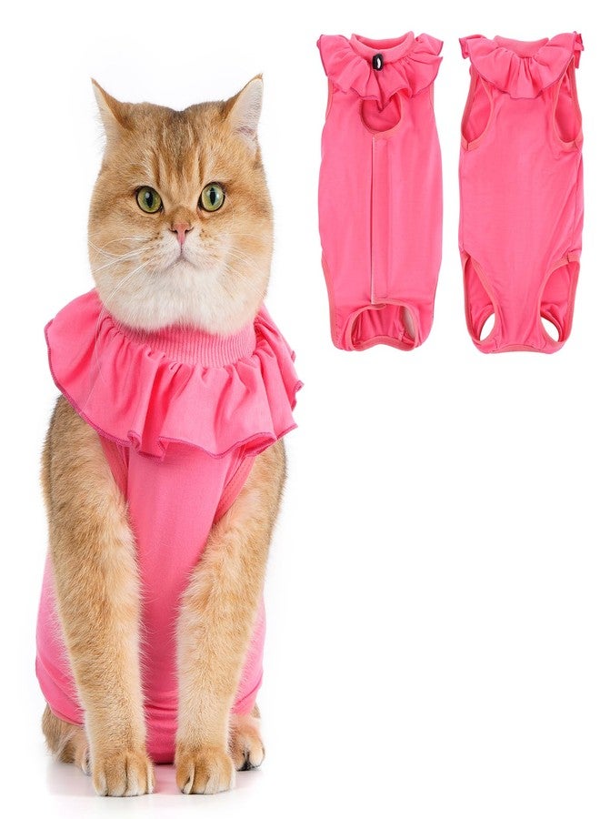 Avont Cat Recovery Suit - Kitten Onesie for Cats After Surgery, Cone of Shame Alternative Surgical Spay Suit with Ruffles for Female Cat, Post-Surgery or Skin Diseases Protection -Rosepink (L) - Image 1
